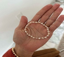 14k Gold Filled Beads Handmake 3mm Natural Pearl Bracelet Vintage Jewelry for Women