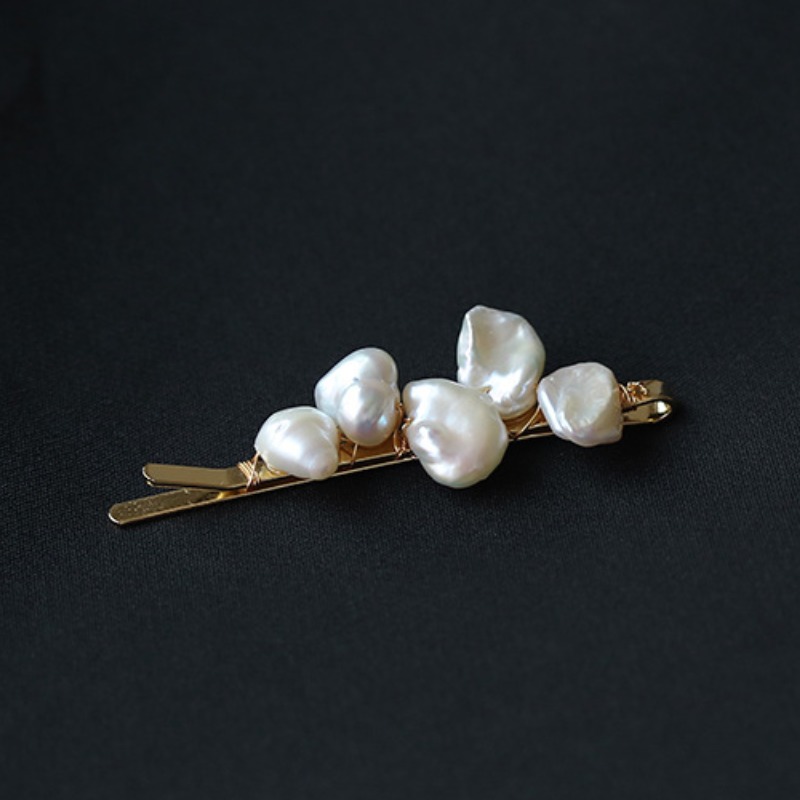 Natural baroque real pearl hair clip