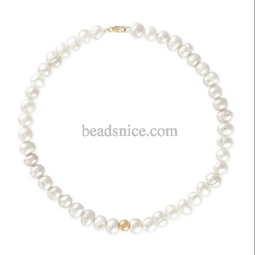 Gold filled natural pearl necklace