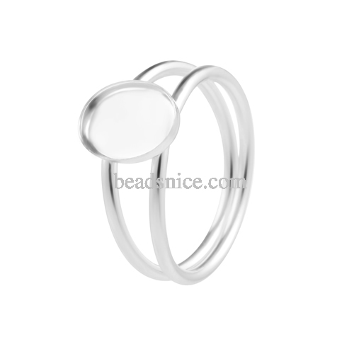 Sterling silver Oval double band bezel Ring
