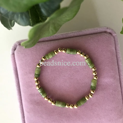 Green Jade gold filled beads bracelet