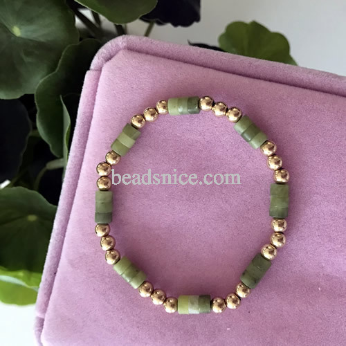 Green Jade gold filled beads bracelet