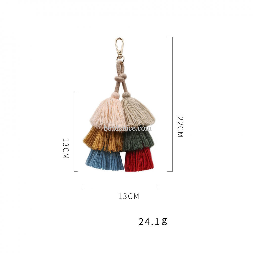 Colorful Boho Pom Pom Tassel Bag Charm Key Chain