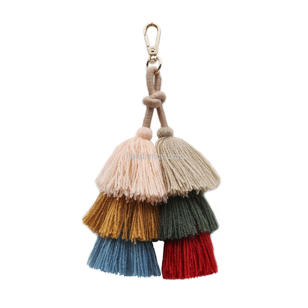 Colorful Boho Pom Pom Tassel Bag Charm Key Chain