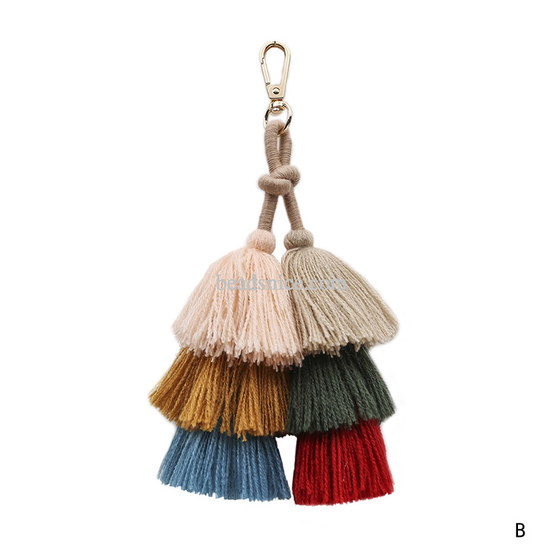 Colorful Boho Pom Pom Tassel Bag Charm Key Chain