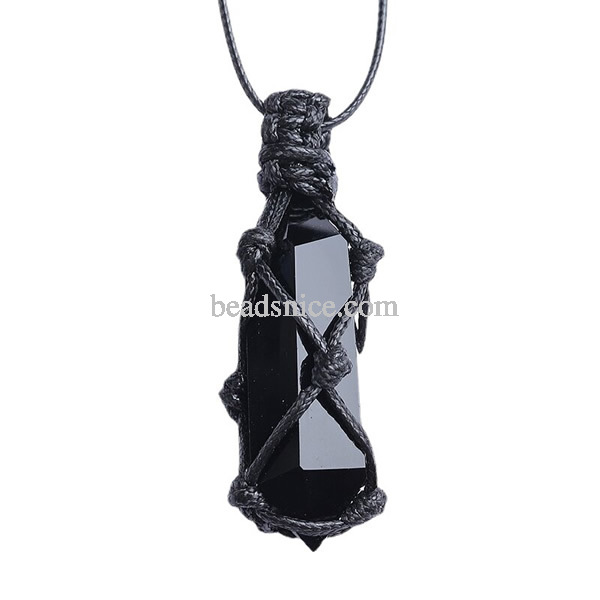 Black Obsidian Pendant Necklace-Obsidian Stone Hexagon Point Wrapped Necklace for Men-Obsidian Healing Crystal Necklace for Wome