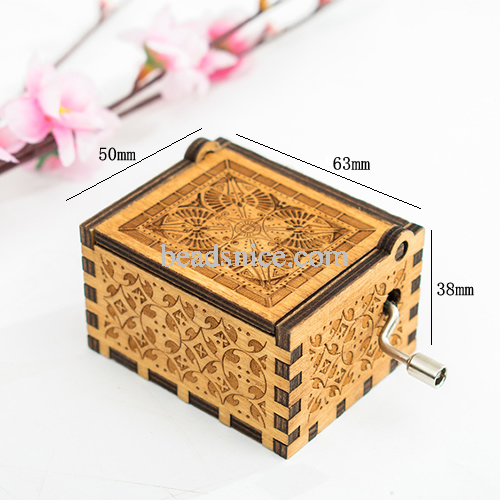 Music Box - Wood Laser Engraved Vintage Hand Cranked Cute Boxes Best Unique Gifts for Valentine's Day/Thanksgiving Day/Birthday/