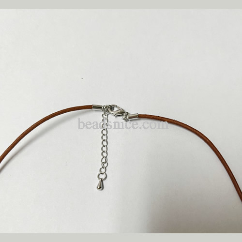 Jewelry Making Necklace Cord，Leather cord with Stainless Steel Clasp, Length: 45cm