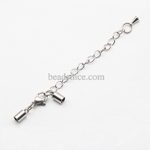 Stainless Steel End Caps Extender Chain Lobster Clasp End Cap Crimp Beads Set