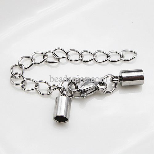 Stainless Steel End Caps Extender Chain Lobster Clasp End Cap Crimp Beads Set