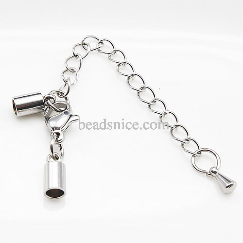 Stainless Steel End Caps Extender Chain Lobster Clasp End Cap Crimp Beads Set