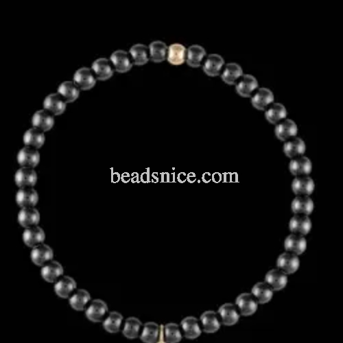 Grey smooth Hematine beads gold filled bracelet alternating  4mm 6.5chin