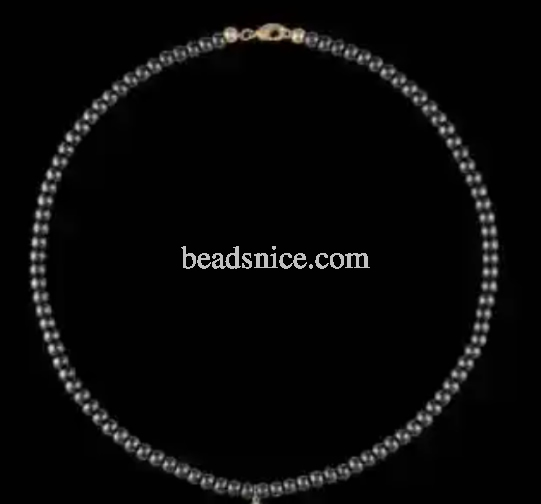 Grey Hematine Necklace  4mm gold filled  bead 15” with clasp