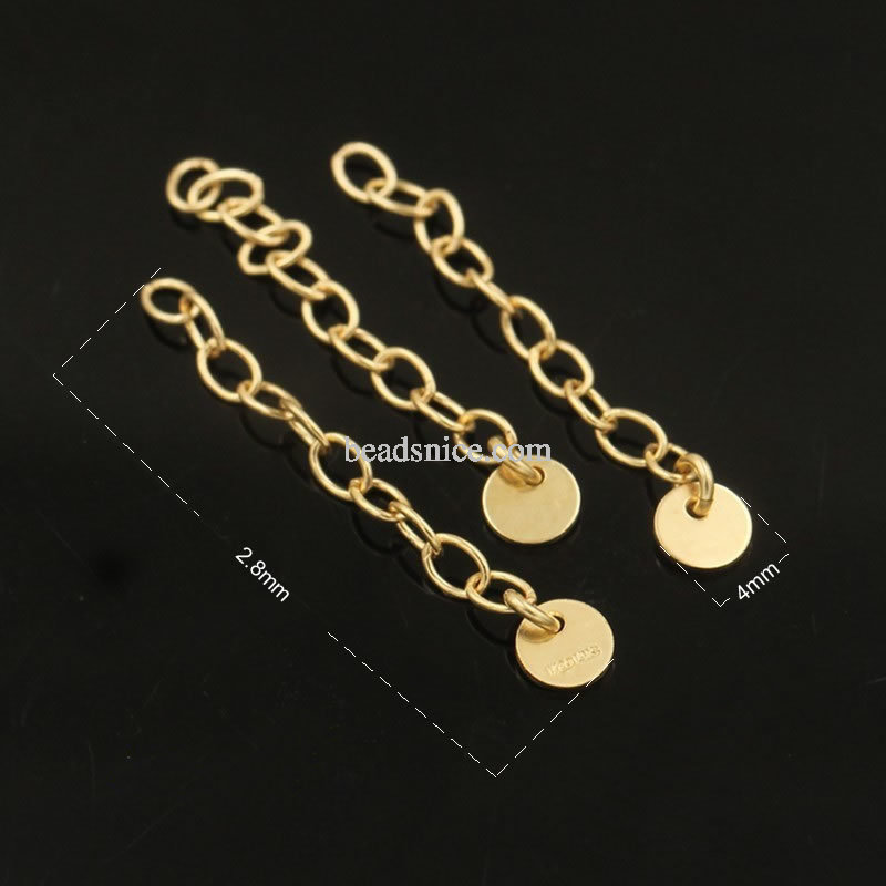 Gold-Filled Extender Chain,length :2.8cm  diameter 4mm,  thickness : 0.5mm