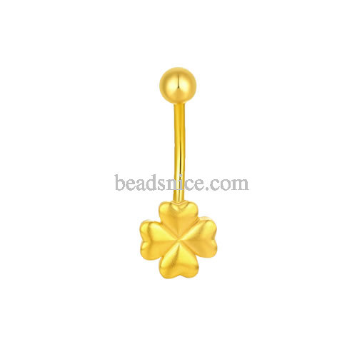 Pure gold 999 gold belly button nail love four-leaf clover Internet celebrity same style anti-allergic navel nail breast nail to