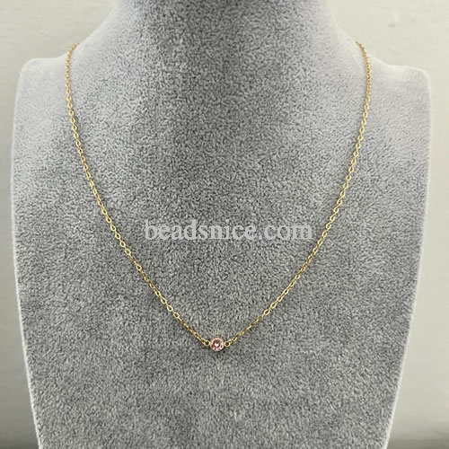 Gold Filled Necklace extender chain 5mm thickness :2.7mm lobster  clasp 4.8x9mm , zircon pendant size 4mm