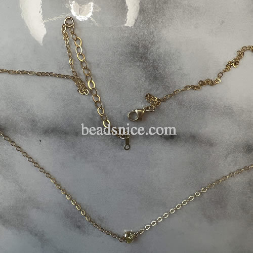 Gold Filled Necklace extender chain 5mm thickness :2.7mm lobster  clasp 4.8x9mm , zircon pendant size 4mm