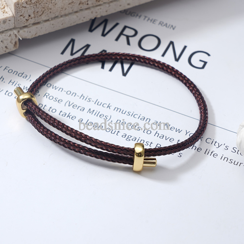 Milan cotton rope creative stainless steel handmade jewelry bead DIY bracelet