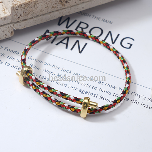 Milan cotton rope creative stainless steel handmade jewelry bead DIY bracelet