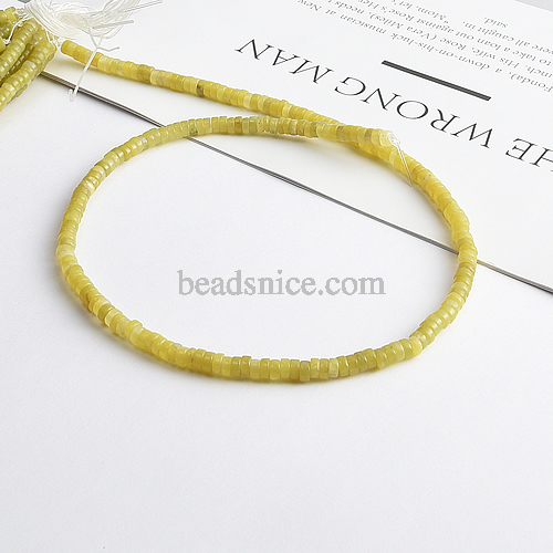 Natural Lemon Jade Stone Spacer Beads 4x2mm 38cm/str Flat Round Loose Semi Gemstone Caps for Making Bracelets Necklace