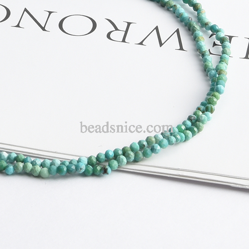 Faceted Natural Blue Turquoise Stone Round Loose Semi Gemstone Beads for Jewelry Making length:38cm