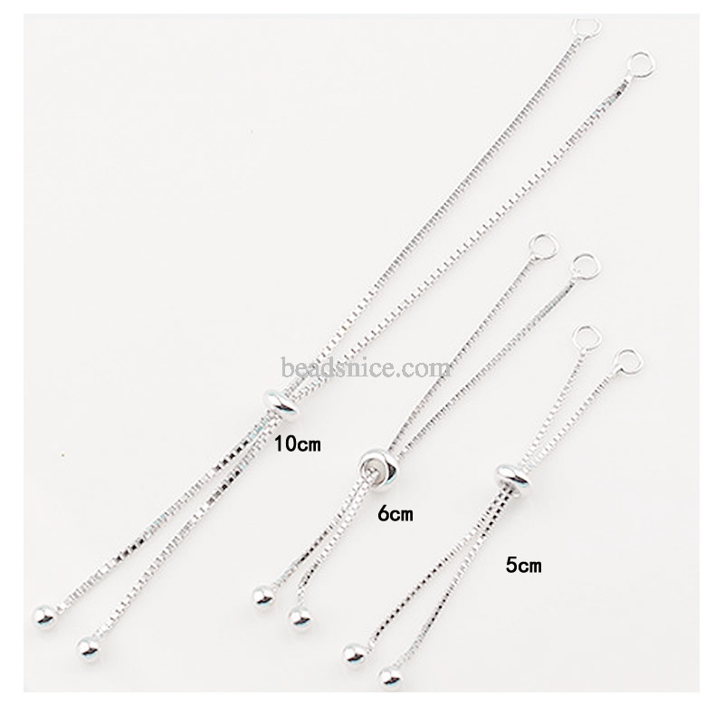 925 sterling silver silicone beads adjustable extension chain