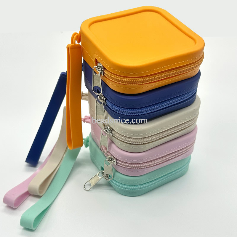 Silicone Square Baby Pacifier Box Baby Lanyard Mommy Bag Silicone Bear Pacifier Storage Box Pacifier Clip