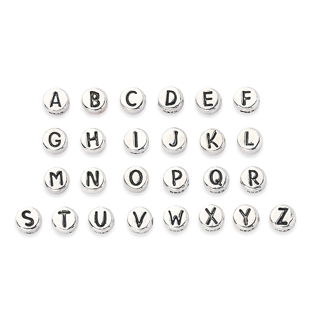 999 Sterling Silver Letters Round Beads