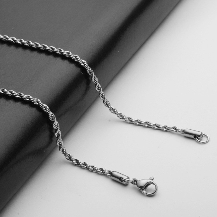 Stainless Steel Vintage Silver Twist Chain Aesthetic Daily Outfit