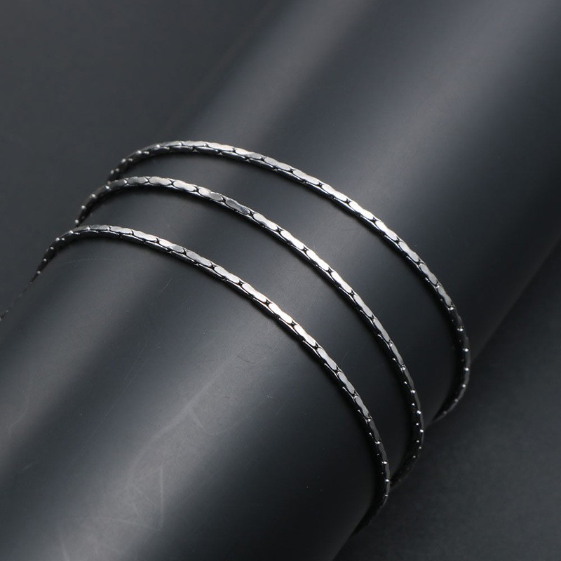 Stainless Steel Black Thin Textured Snake Chain Necklace Blank Handmade Craft Gifts DIY Jewelry Making Findings