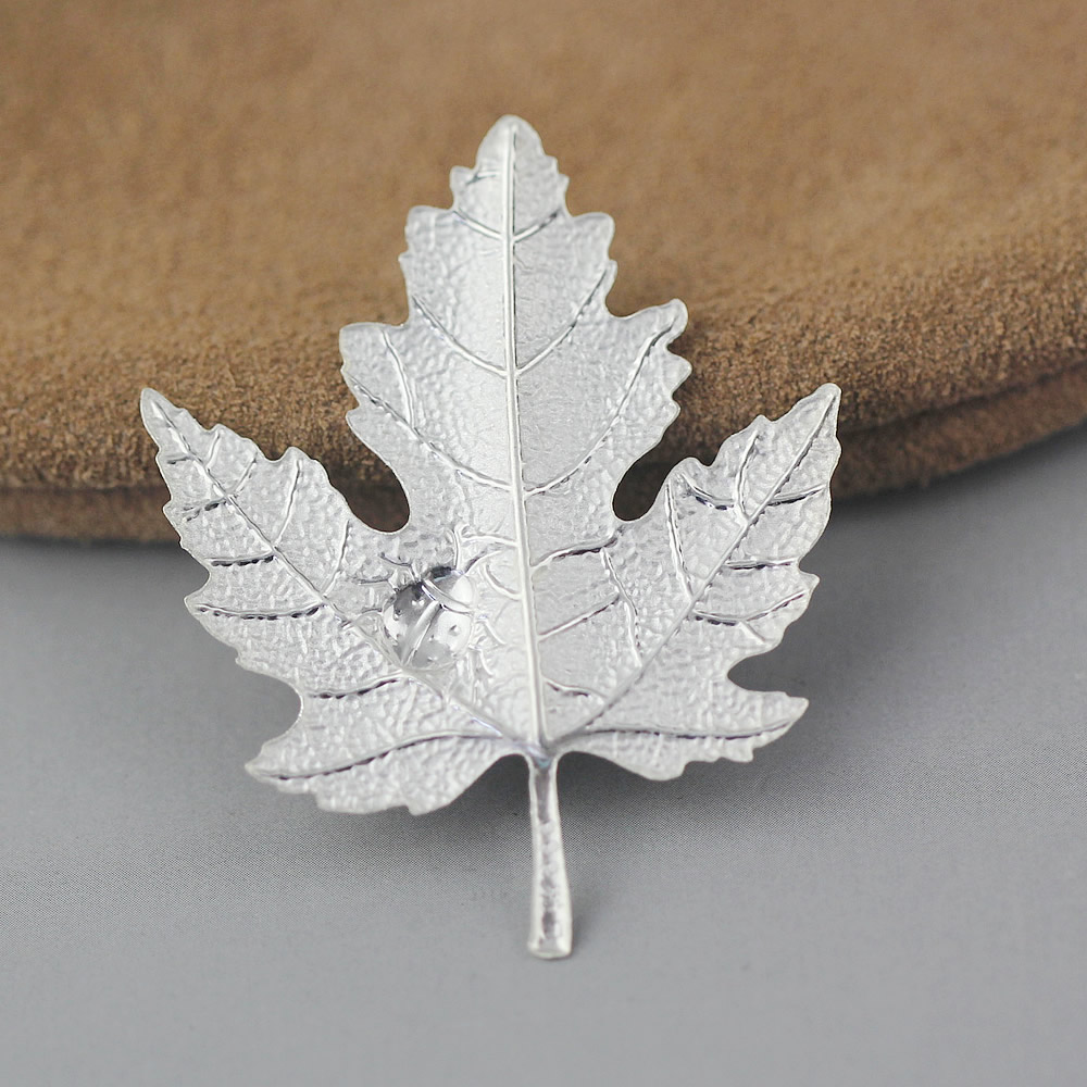 Sterling Silver Maple Leaf Beetle Stamping Blank Lab Tested Authentic Anti Tarnish Engraving DIY Jewelry Craft Findings