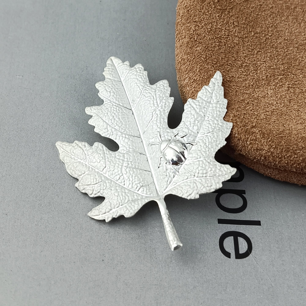 Sterling Silver Maple Leaf Beetle Stamping Blank Lab Tested Authentic Anti Tarnish Engraving DIY Jewelry Craft Findings