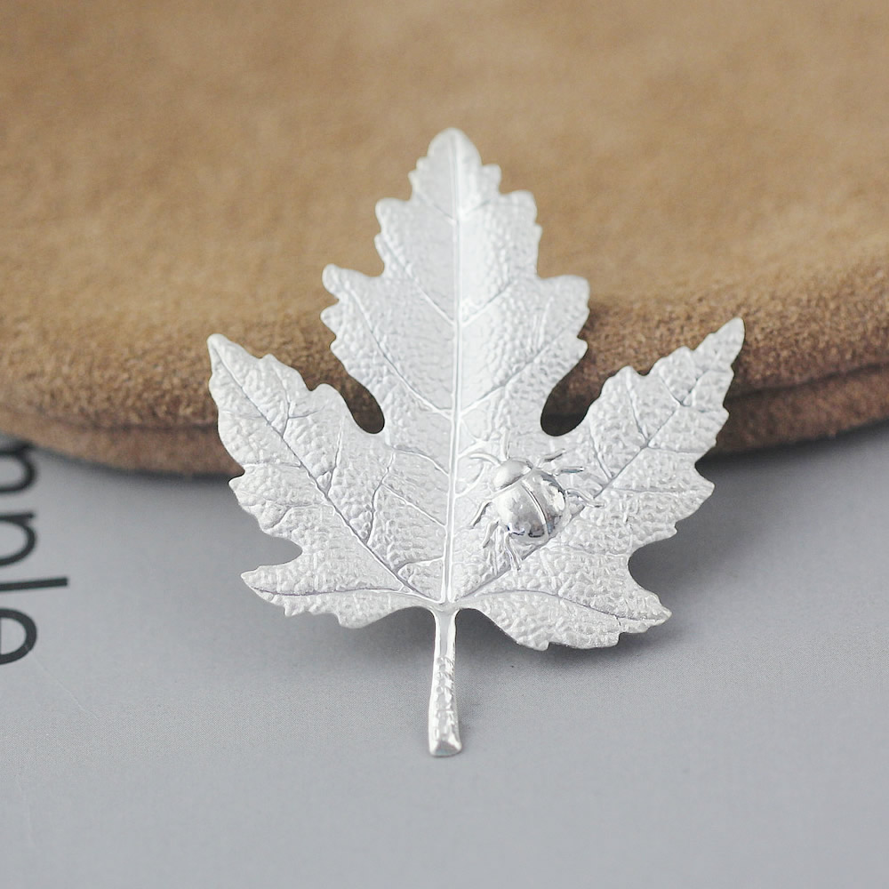 Sterling Silver Maple Leaf Beetle Stamping Blank Lab Tested Authentic Anti Tarnish Engraving DIY Jewelry Craft Findings
