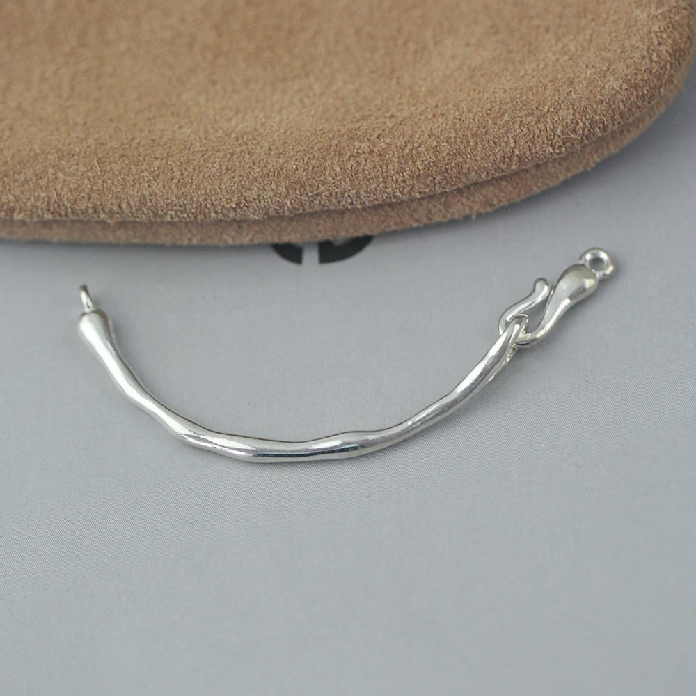 Sterling Silver Handmade Gifts Curved Bar Connector Lab Verified Half Moon Link With Clasp