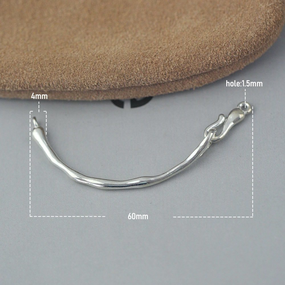 Sterling Silver Handmade Gifts Curved Bar Connector Lab Verified Half Moon Link With Clasp