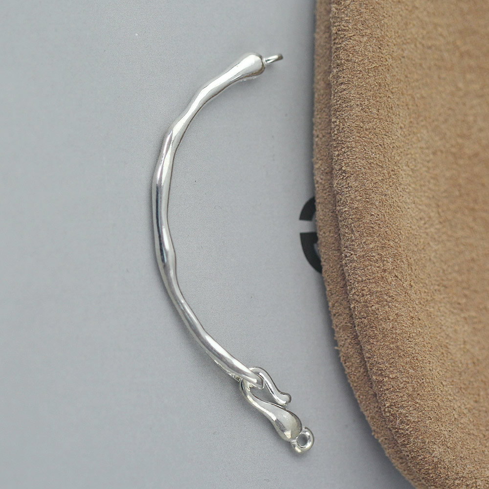 Sterling Silver Handmade Gifts Curved Bar Connector Lab Verified Half Moon Link With Clasp