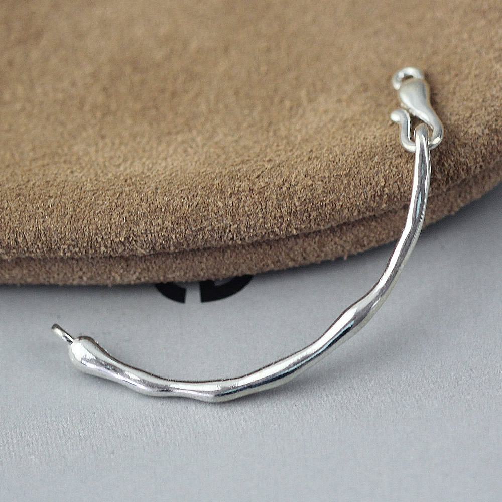 Sterling Silver Handmade Gifts Curved Bar Connector Lab Verified Half Moon Link With Clasp