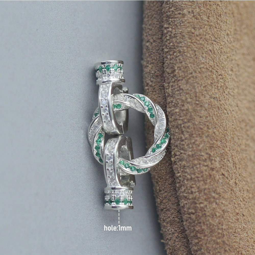 Sterling Silver Interlocking Loop Toggle Clasp Lab Verified Inlaid Stone Fastener