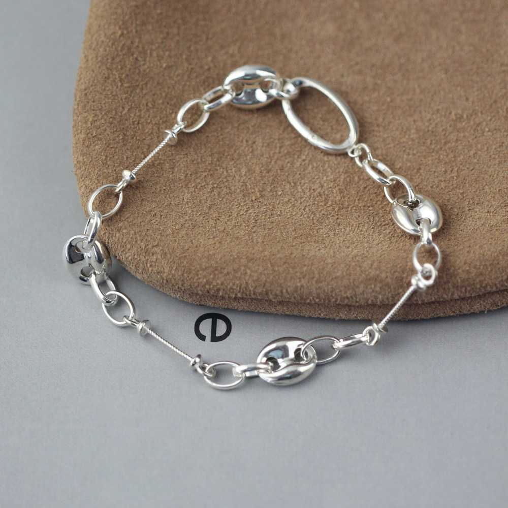 Sterling Silver Handmade Bracelet Mariner Paperclip Link Lab Tested Anti Tarnish Scandinavian Stack Wrist Jewelry Making Supplie