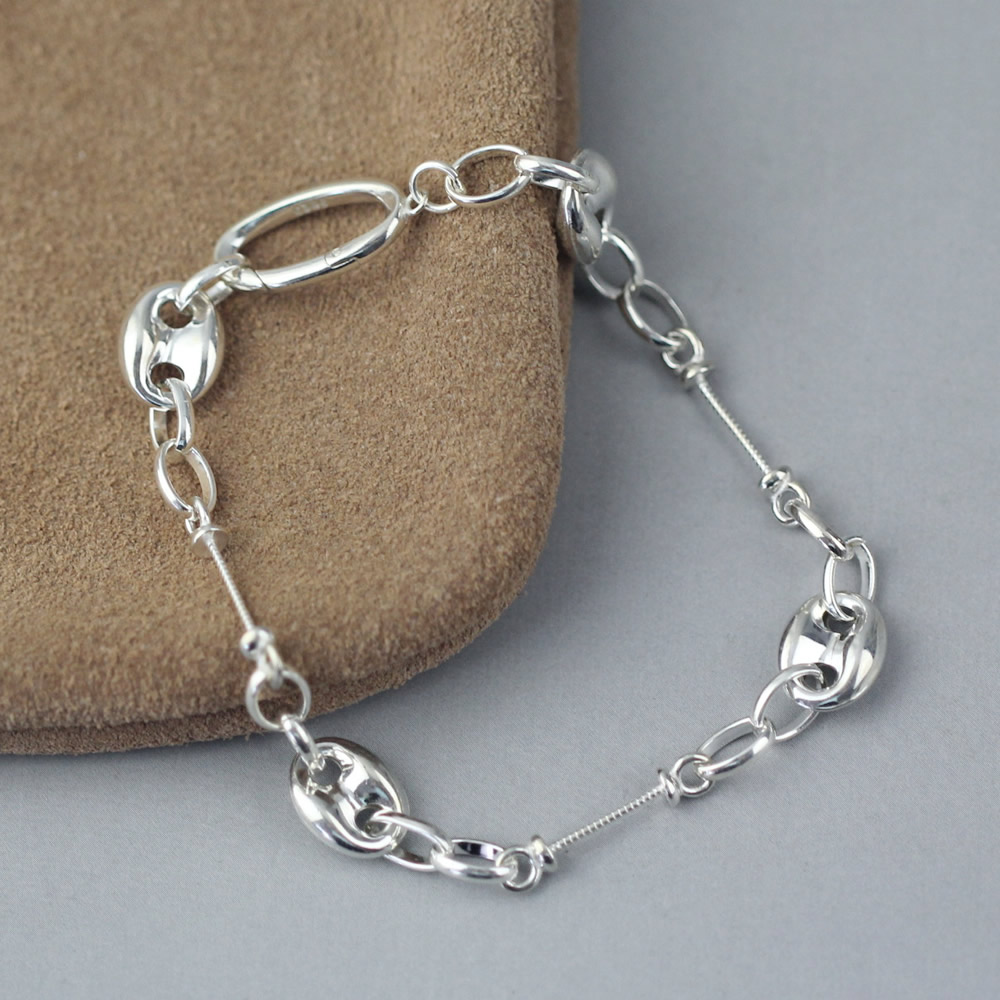 Sterling Silver Handmade Bracelet Mariner Paperclip Link Lab Tested Anti Tarnish Scandinavian Stack Wrist Jewelry Making Supplie