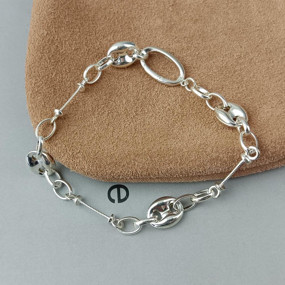 Sterling Silver Handmade Bracelet Mariner Paperclip Link Lab Tested Anti Tarnish Scandinavian Stack Wrist Jewelry Making Supplie