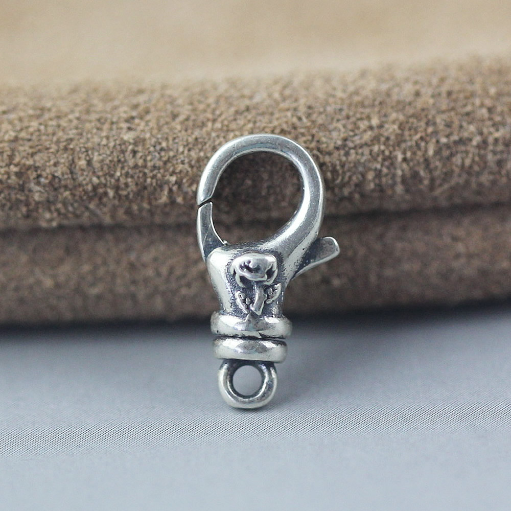 Sterling Silver Ornate Lobster Clasp Lab Verified Embossed Pattern Fastener