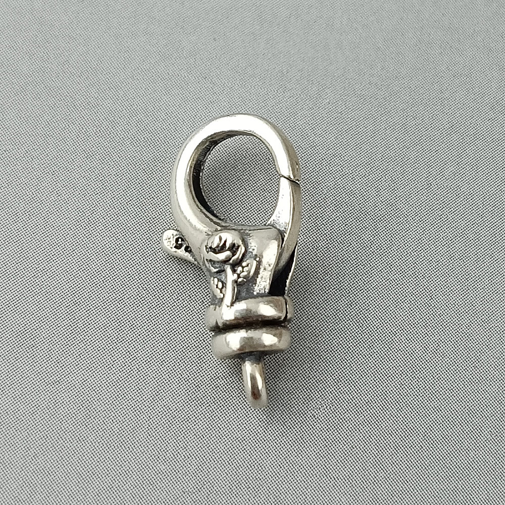 Sterling Silver Ornate Lobster Clasp Lab Verified Embossed Pattern Fastener