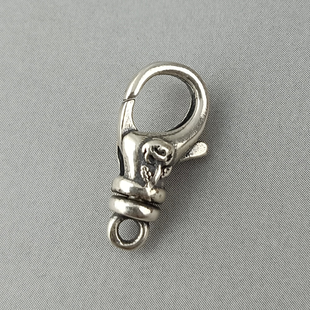 Sterling Silver Ornate Lobster Clasp Lab Verified Embossed Pattern Fastener