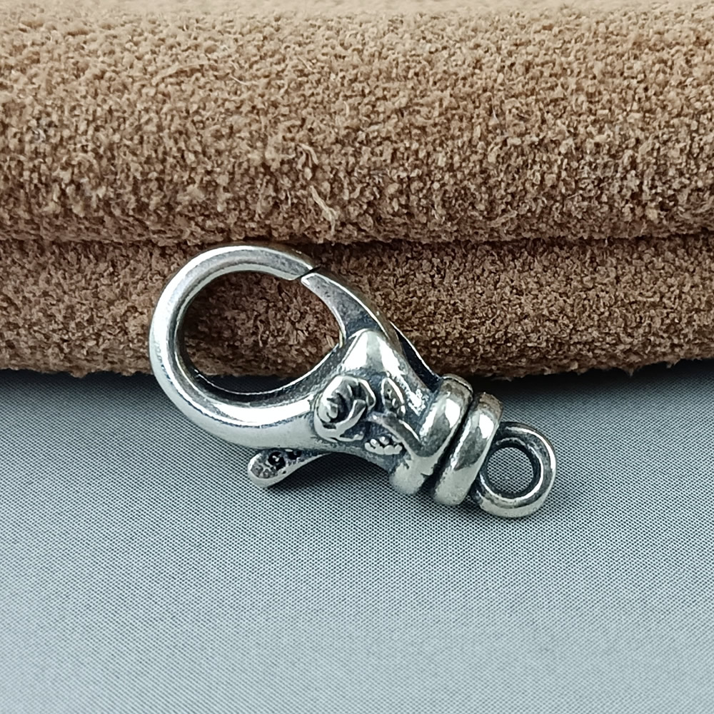 Sterling Silver Ornate Lobster Clasp Lab Verified Embossed Pattern Fastener