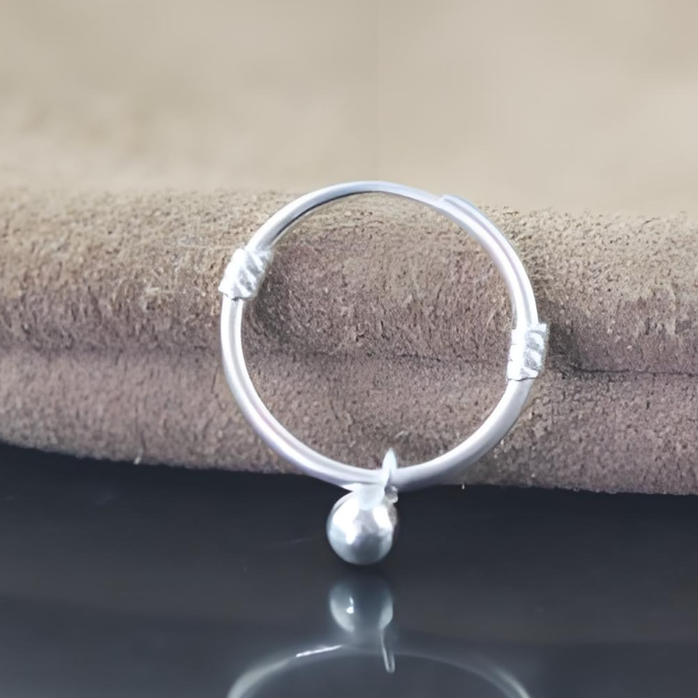 925 Sterling Silver, Adjustable Circle Ear Wires With Hanging Silver Bead, Handcraft Finished Earring Fitting