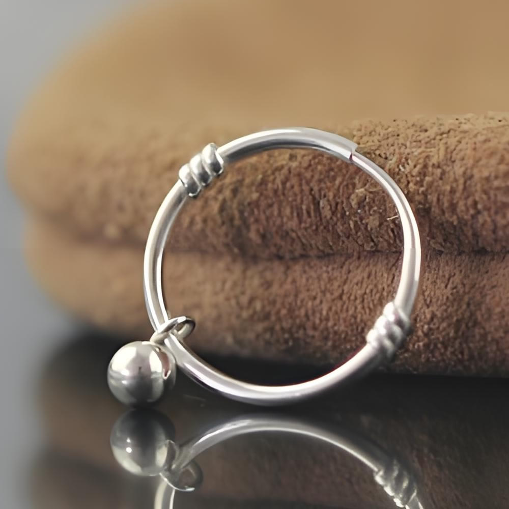 925 Sterling Silver, Adjustable Circle Ear Wires With Hanging Silver Bead, Handcraft Finished Earring Fitting