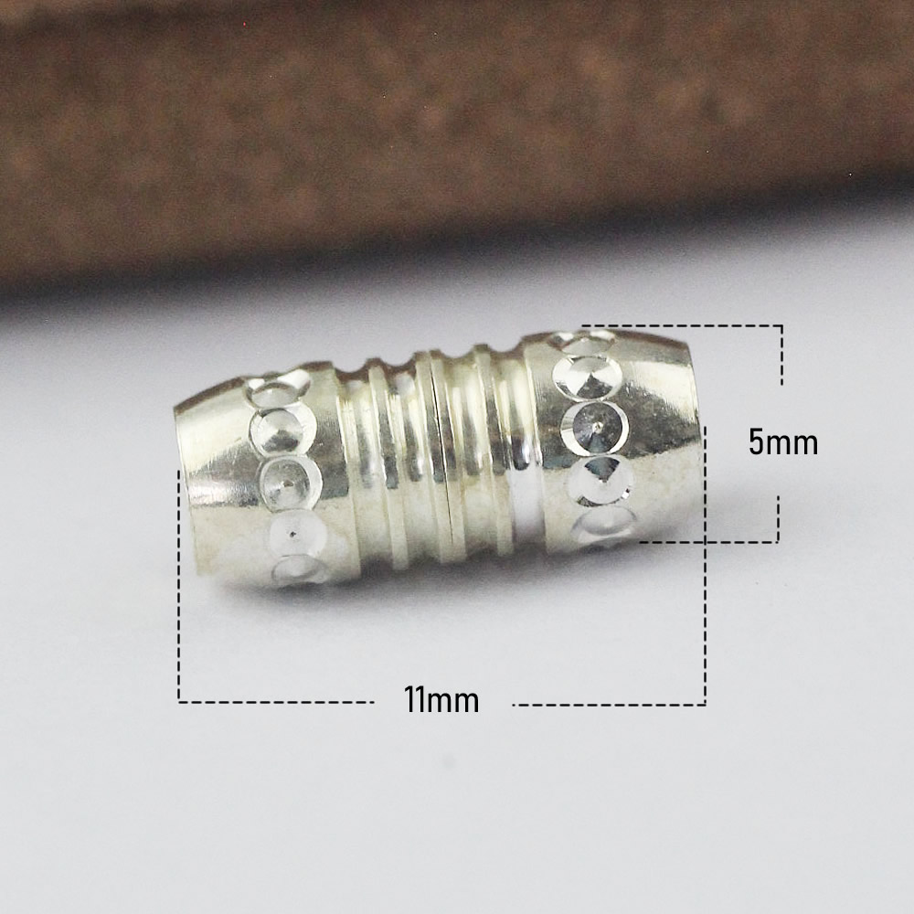 925 Sterling Silver Decorated Tube Toggle Hypoallergenic Cord End Clasp