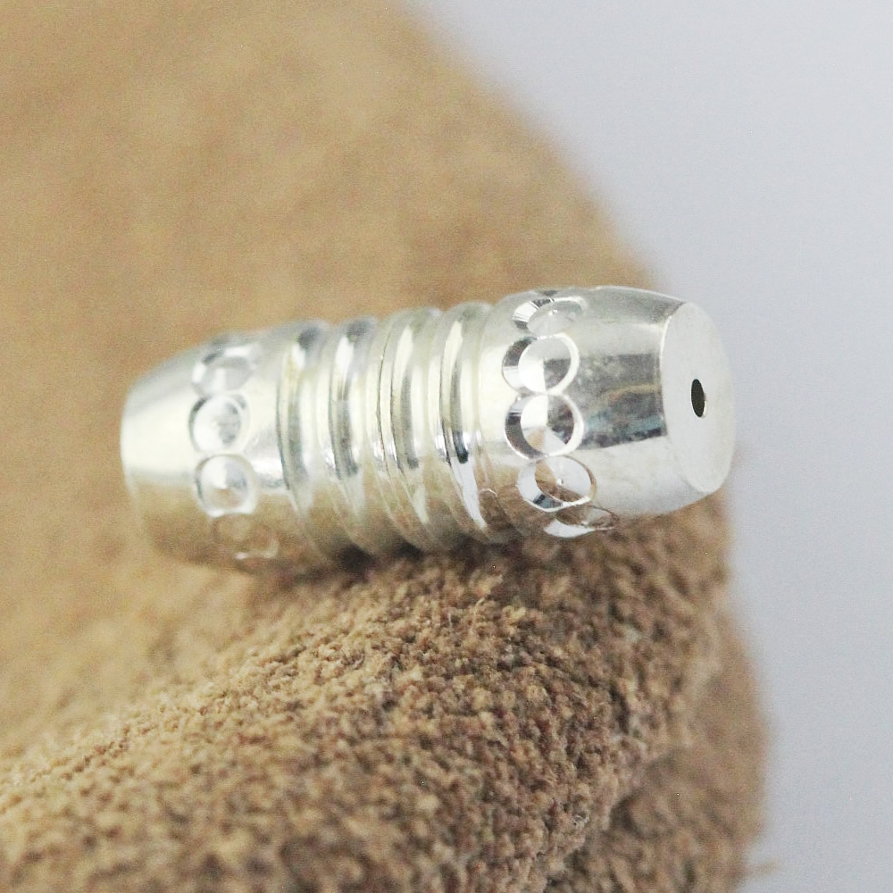925 Sterling Silver Decorated Tube Toggle Hypoallergenic Cord End Clasp