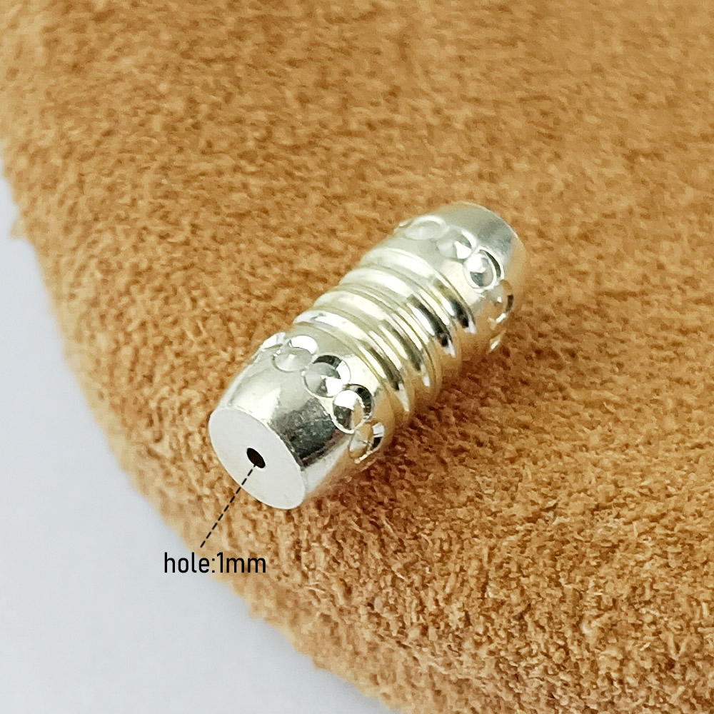 925 Sterling Silver Decorated Tube Toggle Hypoallergenic Cord End Clasp